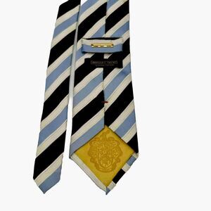 DONALD J TRUMP NECKTIE SIGNATURE COLLECTION  Blue Brown Diagonal Stripe Tie Gold